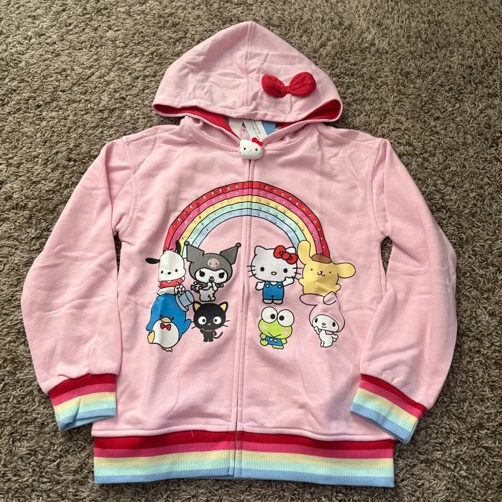 Hello Kitty Pink Sweatshirt with Rainbow and Friends